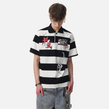 DAXUEN Short-sleeved striped polo shirt with graphics