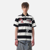 DAXUEN Short-sleeved striped polo shirt with graphics