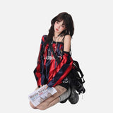 DAXUEN striped oversized long-sleeve top with 'LOKETTE' text