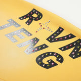 DAXUEN yellow and dark blue studded graphic wide-leg pants