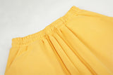 DAXUEN yellow and dark blue studded graphic wide-leg pants