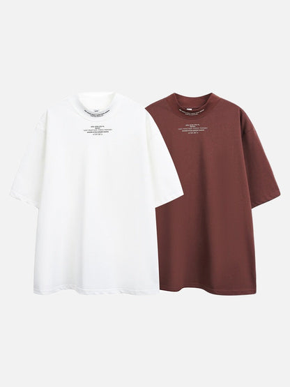 DAXUEN rust oversized mock neck graphic tee