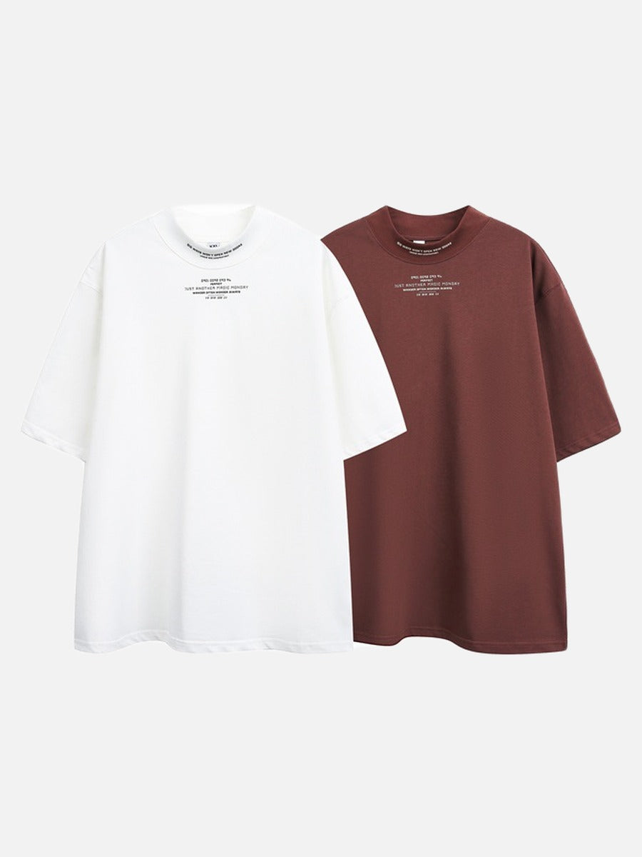 DAXUEN rust oversized mock neck graphic tee