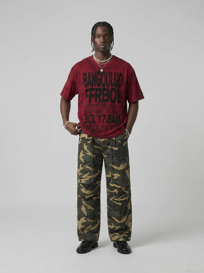 DAXUEN Short-sleeved tie-dye graphic t-shirt — model photo
