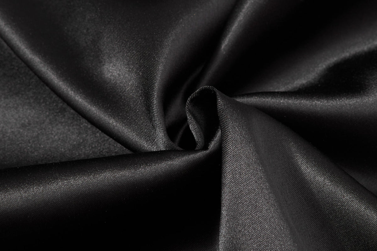 DAXUEN black satin wide-leg pants with bold two-letter graphic