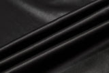 DAXUEN black satin wide-leg pants with bold two-letter graphic