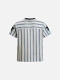 DAXUEN Short-sleeved loose-fitting V-neck top with stripes and graphics