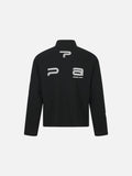 DAXUEN black mock neck pullover with bold wavy graphics