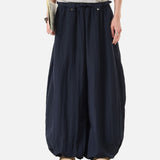 DAXUEN dark navy wide-leg pants with white stripes