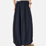 DAXUEN dark navy wide-leg pants with white stripes