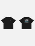 DAXUEN navy blue oversized bold wordmark back graphic t-shirt