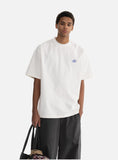 DAXUEN navy blue oversized bold wordmark back graphic t-shirt