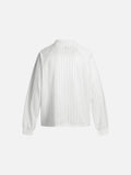 DAXUEN white long-sleeve polo shirt with bold wordmark and shield graphic