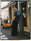 DAXUEN Oversized Denim-Effect Graphic Tee — model photo