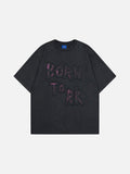 DAXUEN Vintage short-sleeve T-shirt with distressed graphic