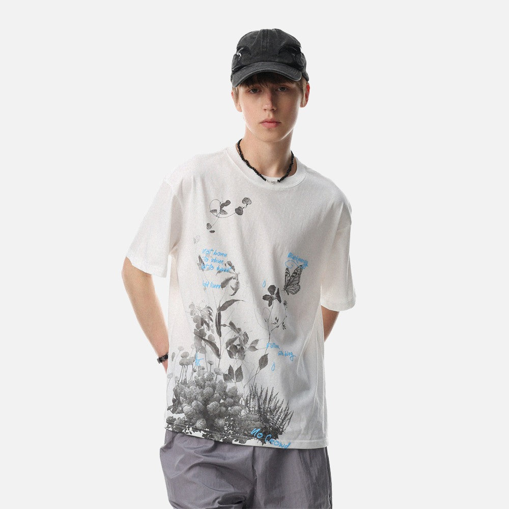 DAXUEN Botanical graphic relaxed fit t-shirt