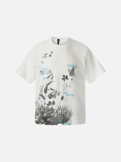 DAXUEN Botanical graphic relaxed fit t-shirt