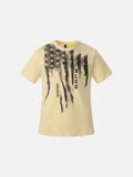 DAXUEN Crew neck graphic T-shirt with abstract flag print