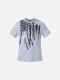 DAXUEN Crew neck graphic T-shirt with abstract flag print