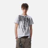 DAXUEN Short-sleeved graphic T-shirt with distressed flag design