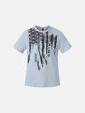DAXUEN Short-sleeved graphic T-shirt with distressed flag design