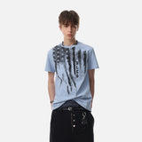 DAXUEN Short-sleeved graphic T-shirt with distressed flag design