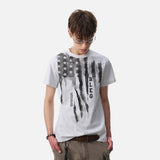 DAXUEN Short-sleeved graphic T-shirt with distressed flag design