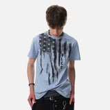 DAXUEN Short-sleeved graphic T-shirt with distressed flag design