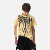 DAXUEN Short-sleeved graphic T-shirt with distressed flag design