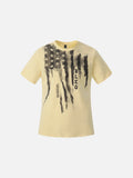 DAXUEN Short-sleeved graphic T-shirt with distressed flag design