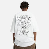 DAXUEN white oversized tulip outline graphic tee