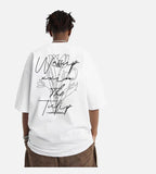 DAXUEN white oversized tulip outline graphic tee