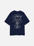 DAXUEN white oversized tulip outline graphic tee