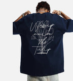 DAXUEN white oversized tulip outline graphic tee
