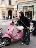DAXUEN black oversized jacket with silver buttons — model photo