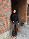 DAXUEN black oversized jacket with silver buttons — model photo