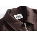 DAXUEN dark brown boxy casual jacket with studs