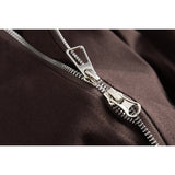DAXUEN dark brown boxy casual jacket with studs