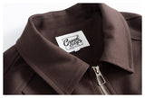DAXUEN dark brown boxy casual jacket with studs