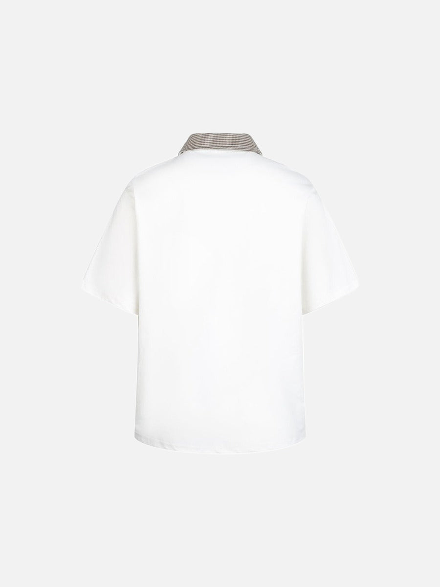 DAXUEN Boxy short-sleeve polo shirt with houndstooth collar