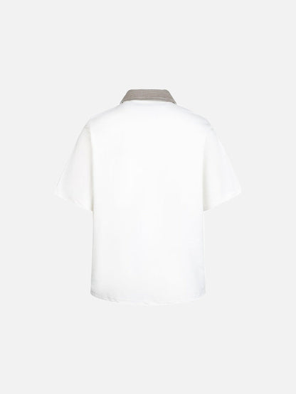 DAXUEN Boxy short-sleeve polo shirt with houndstooth collar