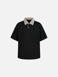 DAXUEN Boxy short-sleeve polo shirt with houndstooth collar