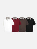 DAXUEN Boxy short-sleeve polo shirt with houndstooth collar