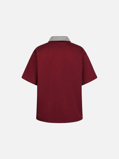 DAXUEN Boxy short-sleeve polo shirt with houndstooth collar