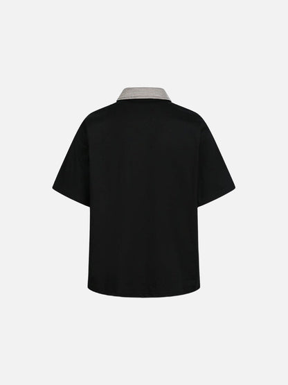 DAXUEN Boxy short-sleeve polo shirt with houndstooth collar