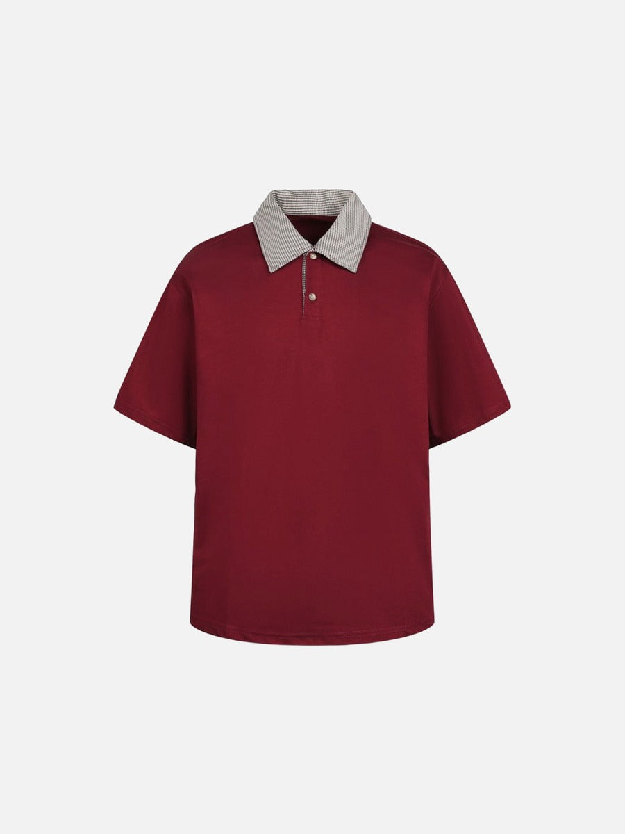 DAXUEN Boxy short-sleeve polo shirt with houndstooth collar