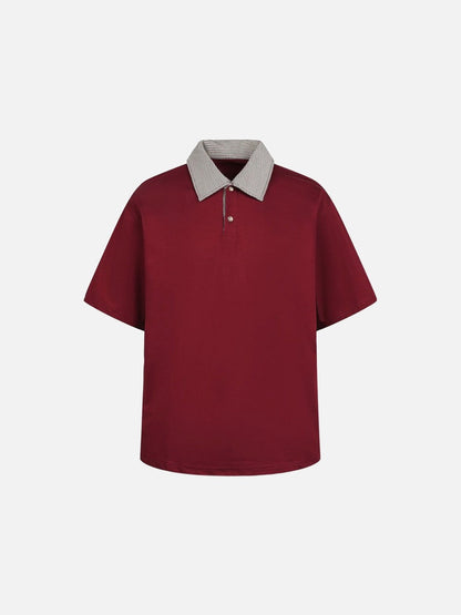 DAXUEN Boxy short-sleeve polo shirt with houndstooth collar
