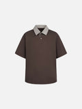 DAXUEN Boxy short-sleeve polo shirt with houndstooth collar