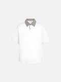 DAXUEN Boxy short-sleeve polo shirt with houndstooth collar