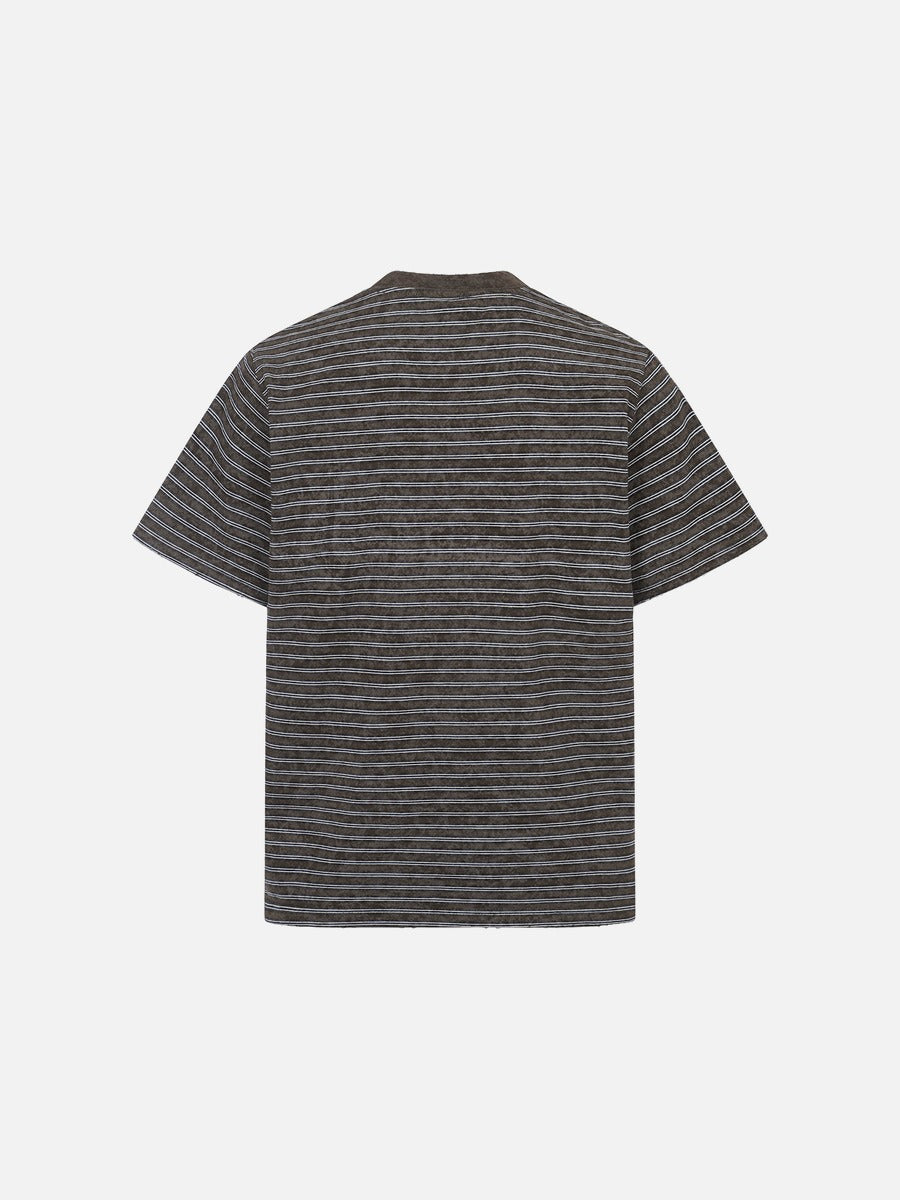 DAXUEN Boxy striped short-sleeve T-shirt with raw edges